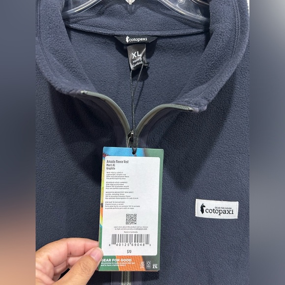 Cotopaxi Men's XL Amado Fleece Vest Graphite Blue NWT Cozy Soft - Picture 13 of 13